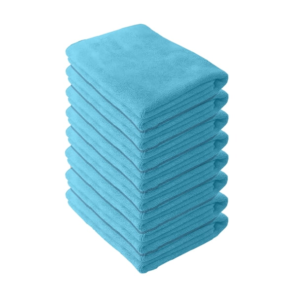 AUQ 8Pcs Microfiber Kitchen Towels,Super Absorbent Wiping Cloth Dish Towels for Kitchen Drying,Strong Stain Lifting Power Face Towel,Blue,11.81*11.81*0.39in