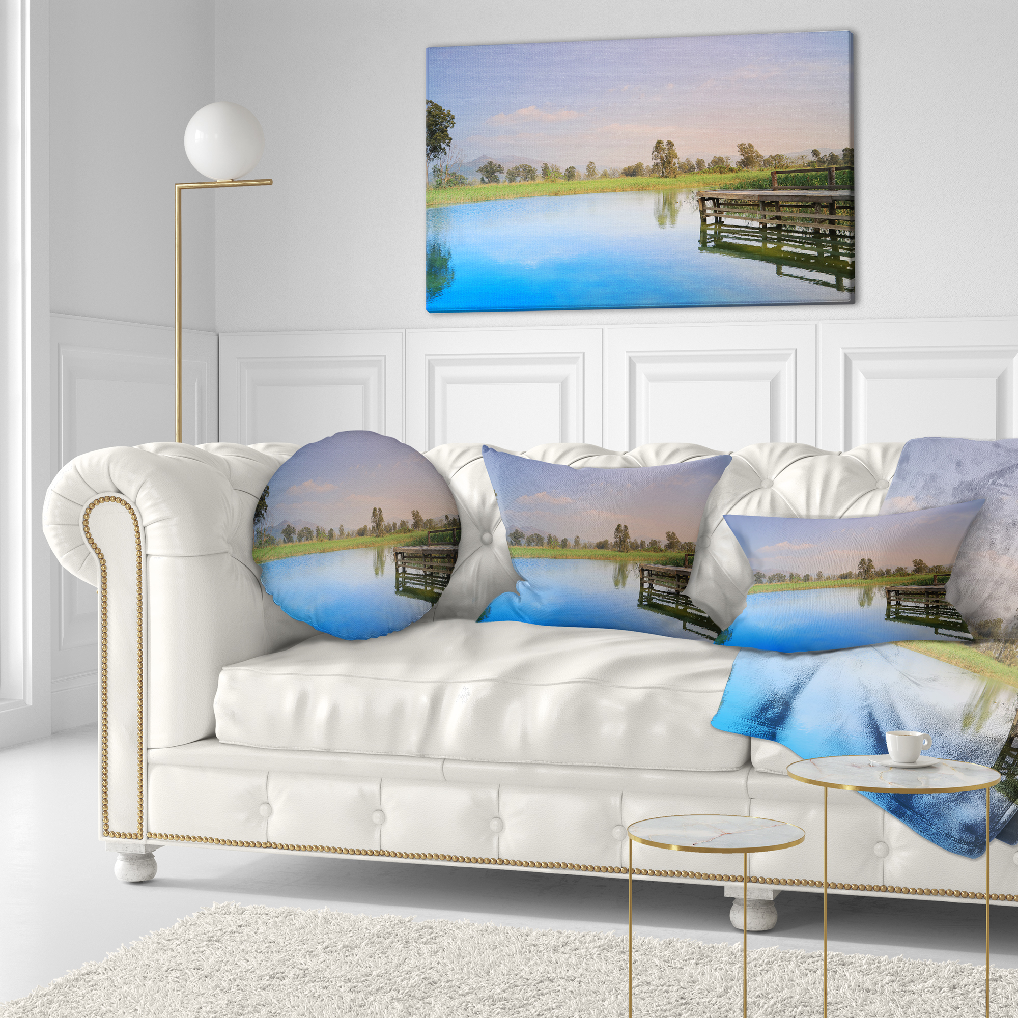 Designart Wetland of Nam Sang Wai Blue - Seascape Throw Pillow - 12x20