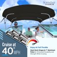 thumbnail image 4 of NEH 4-Bow Boat Bimini Top Boat Cover w/ Rear Support Poles 79-84"W, Fade-Proof, 900D Marine Canvas, Storage Boot, Sun Shade Canopy for Pontoon, V-Hull, Fishing, Jon Boat - 8'L x 54"H (Black), 4 of 9
