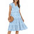 thumbnail image 3 of UVN Summer Dresses for Women Ruffle Sleeve V Neck Midi Dress Casual Beach Sundress with Pockets, 3 of 9