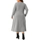 thumbnail image 3 of Vestido de camisa de talla grande Agnes Orinda para mujeres, cuello redondo, con botones, mangas largas, vestido casual con bolsillos 3X gris, 3 of 6