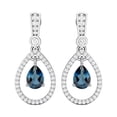 thumbnail image 3 of 925 Sterling Silver 7x5mm Pear London Blue Topaz Teardrop Dangle Mother's Day Gift Earrings, 3 of 3