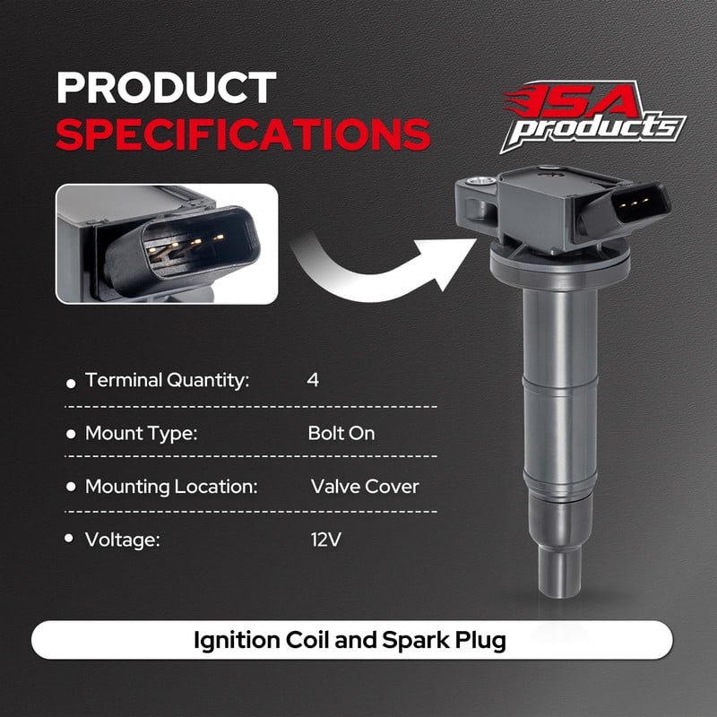 ISA Set of 4 Ignition Coil Pack 2002 2003 2004 2005 2006 2007 2008 2009 For Toyota Lexus Scion Camry Corolla Matrix RAV4 Solara Highlander tC xB HS250h 2.0L 2.4L V4 coils Replacement for UF333 C1330