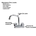 thumbnail image 2 of Llave Mezcladora Baño Lavabo Alfa  Cuerpo De Latón Cromada Reguilete Moderna, 2 of 4