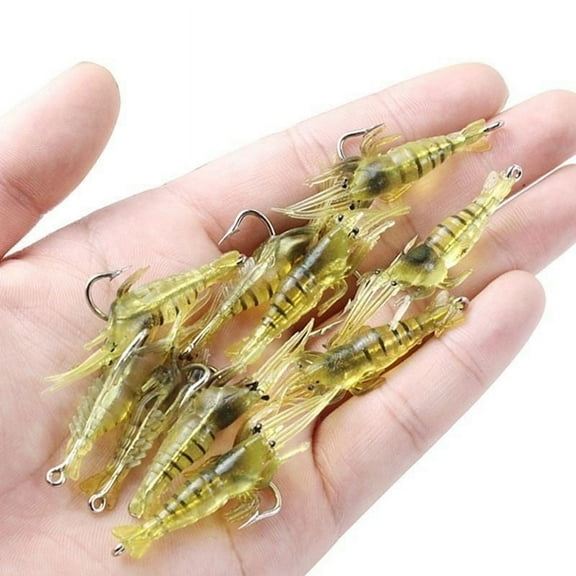 10Pcs Lures Bait Shrimp Lures Fishing Simulation Luminous Prawn Saltwater Ho AL