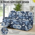 thumbnail image 2 of COEQINE Cover for Recliner Chair Stretch Reclining Sofa Cover 8 Pieces Recliner Cover for 3 Cushion Reclining Sofa Stay in Place Furniture Protector, Blue Floral Moon, 2 of 8