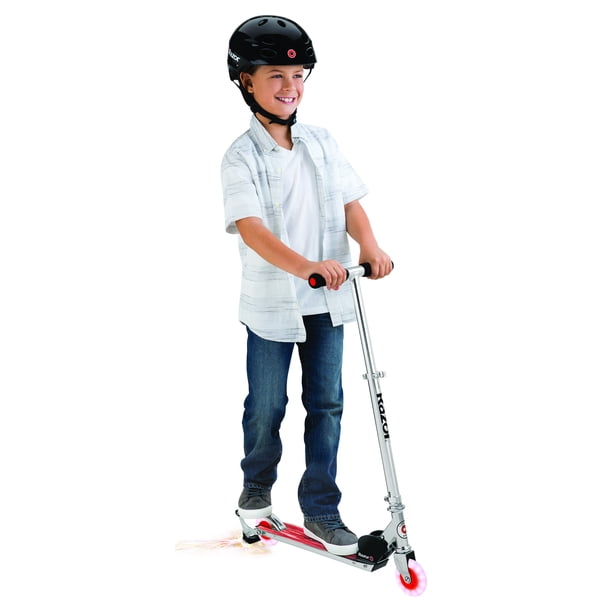 Razor Spark Ultra Folding Kick Scooter - Red, LED Light-up Wheels