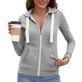 thumbnail image 6 of ZACPNCV Womens Zip Up Hoodie Long Sleeve Solid Color Loose Fit with Pockets Casual Sweatshirt Jacket, 6 of 7