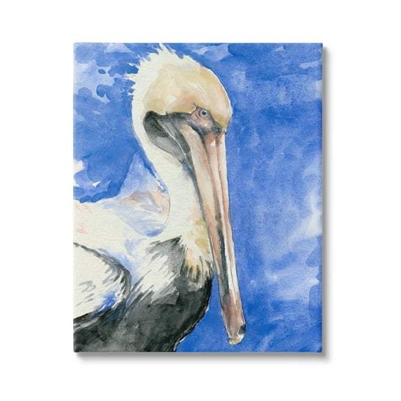 Stupell Industries Elegant Pelican Bird Tucked Beak Bold Blue Painting Painting Gallery Wrapped Canvas Print Wall Art, Design by Jennifer Paxton Parker