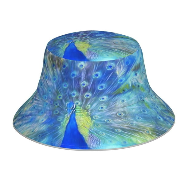 Fotbe Peacock Sombrero Tipo Pescador con Estampado – Sombrero de Sol de Algodón de Moda para Playa, Golf, Pesca