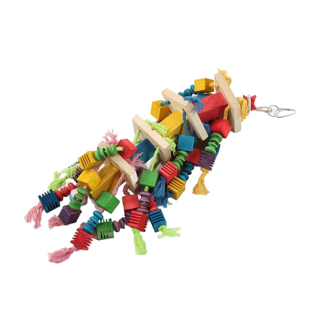 Hanging Large Parrots Toy, Free Bite Hand Made Bird Bite Toy With Bell For Cockatiel