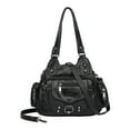 thumbnail image 3 of lionlar Sac à Main Mode Bourse Seau Sac Cartable Sangle Ajustable Porte-Monnaie Support PU Souple Noir, 3 of 7