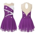 thumbnail image 1 of YONGHS Kids Girls Splice Glittery Roller Ice Skating Dress Ballet Tutu Skirts Leotard Purple 6, 1 of 7