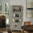 thumbnail image 6 of Martha Stewart Hutton Four Tier Shaker Style Bookcase with Storage Cabinet in Gray Washed Wood with Oil Rubbed Bronze Hardware, 6 of 16