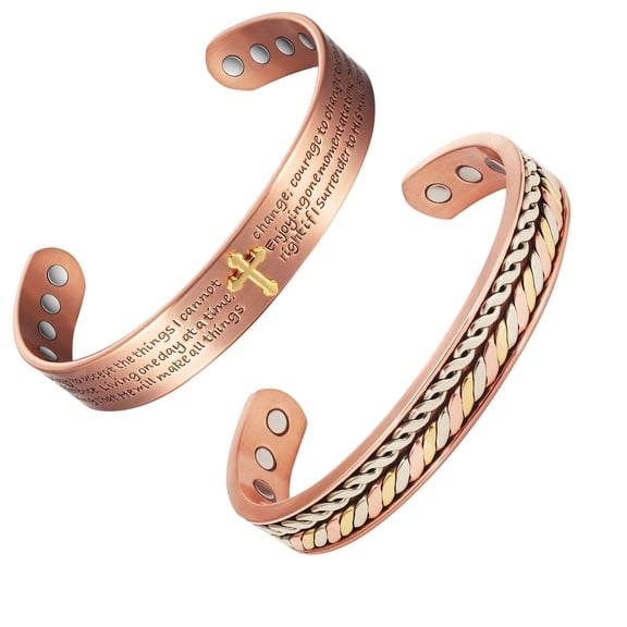 Metaljc Strength Magnetic Copper Bracelet Set for Men - 2 Pieces, Perfect Gift for Husband