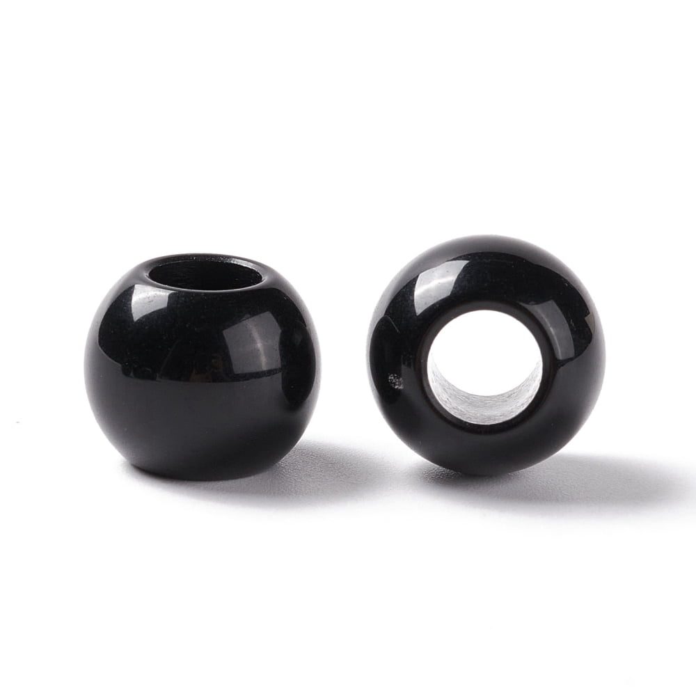 500gs Opaque Acrylic European Beads Large Hole Beads Rondelle Black 12x9.5mm Hole: 5.5mm