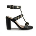 thumbnail image 2 of Women's Bold and Chic Gladiator Block Heel Sandals with Gold Square Studs, 2 of 2