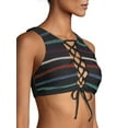 thumbnail image 4 of Time and Tru Women's Printed High Neck Lace Up Swimsuit Top, 4 of 6