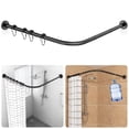 thumbnail image 1 of Tringle de Rideau de Douche, Tringle de Douche en L Rétractable Antirouille Extensible en Acier Inoxydable Courbée 27-39 &Atilde; 43-67 Pouces, 18 Anneaux Gratuits, Installation par Perçage Seulement, pour Salle de Bain, 1 of 8