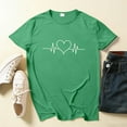 thumbnail image 2 of Valentines Day Shirt for Women Heart Print Round Neck Tee Fashion Casual Short Sleeve Tops ,Green,M, 2 of 7