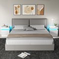 thumbnail image 2 of HOMCOM Nightstand Set of 2, Side Table with LED Lights, White, 2 of 10