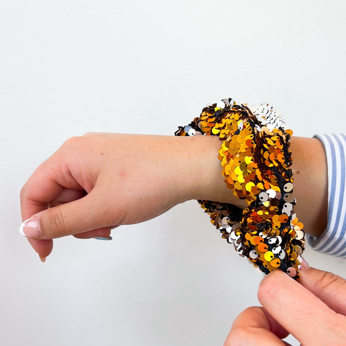 Packed Party “ Sparkle Time ” Gold and Silver Sequined Jumbo Hair Scrunchie, Ponytail Holder