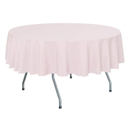 

Ultimate Textile (3 Pack) 84-Inch Round Polyester Linen Tablecloth - for Wedding Restaurant or Banquet use Blush Ice Pink