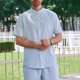 thumbnail image 4 of pstuiky camisetas de hombre, Camisa informal de manga corta con cuello alto, cómoda y lisa para hombre camisas casuales para hombre m, 4 of 9