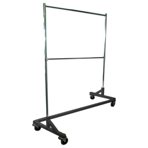Heavy Duty Garment Rack, Double Bar Rolling Z Rack - 400lb Capacity - Black Nesting Base - Adjustable Height 70.5-90" - Commercial Grade Clothing Rack