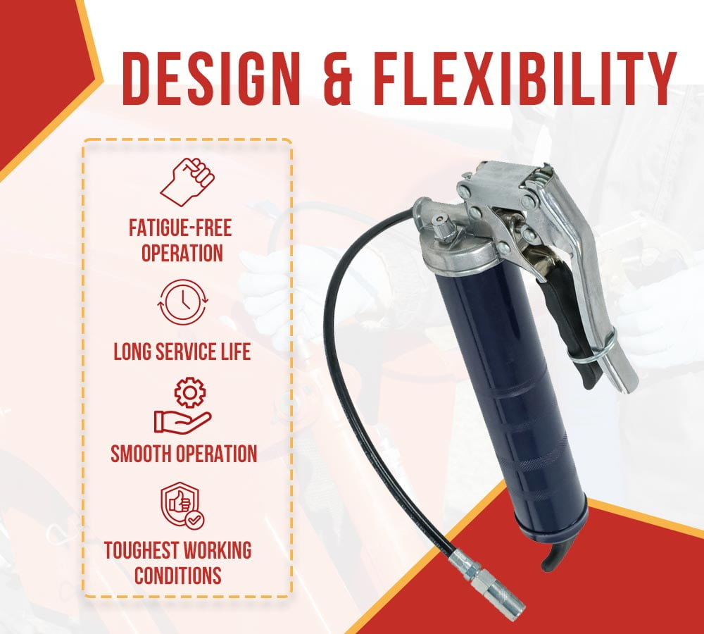 (2 Pack) Pistol Grip Grease Gun, 5000 PSI, 18" Hose, Capacity, 16oz Bulk/ 14oz Cartridge