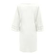 thumbnail image 4 of Tiqkatyck Dresses for Women 2023 Womens Cute Shift Dress Bell Sleeve Three Layer Ruffle V Neck Loose Swing Print Mini Dress Womens Dresses White, 4 of 6