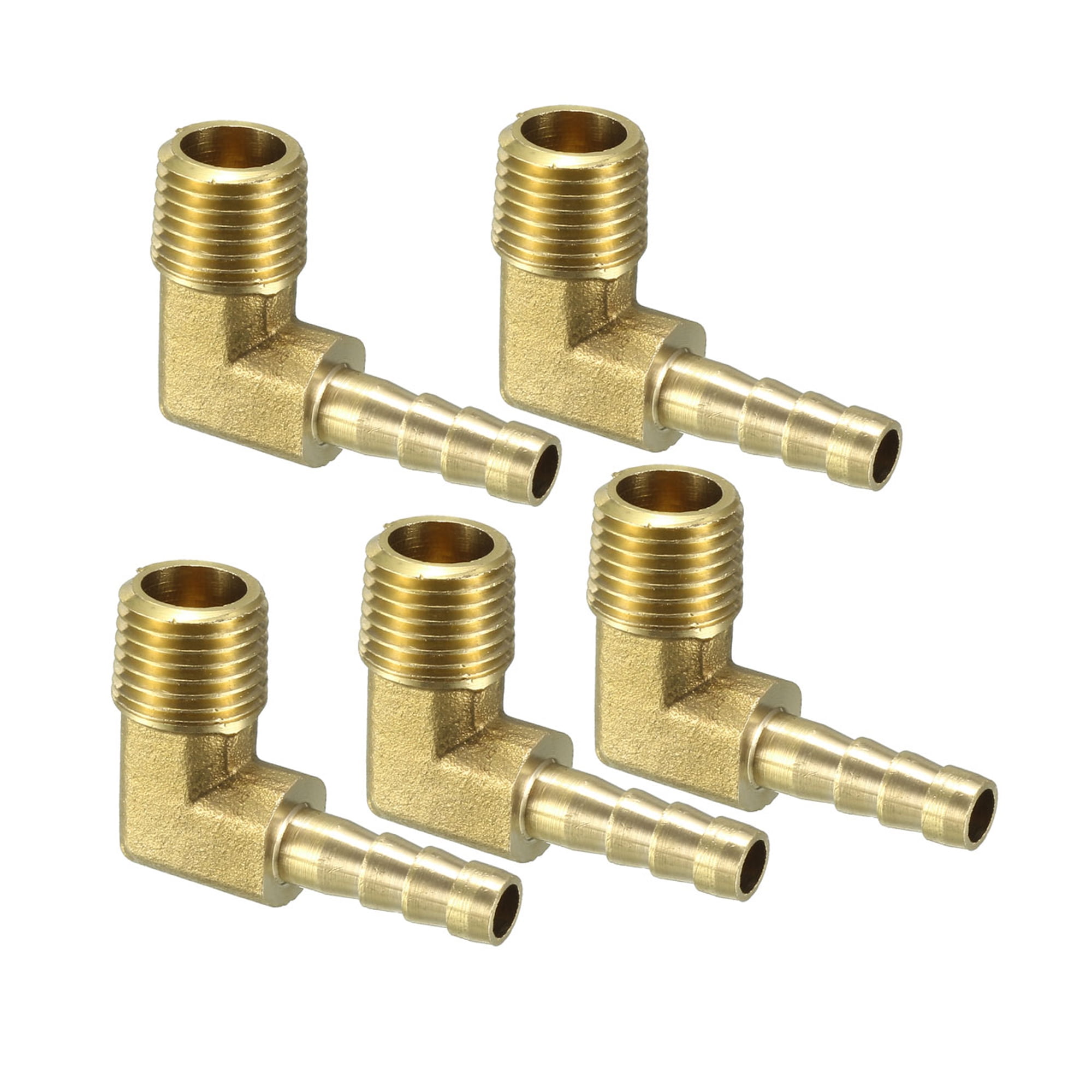 5 Pcs Male 1/4 PT to Male 1/4 PT Brass Straight Pipe Fitting Adapter 