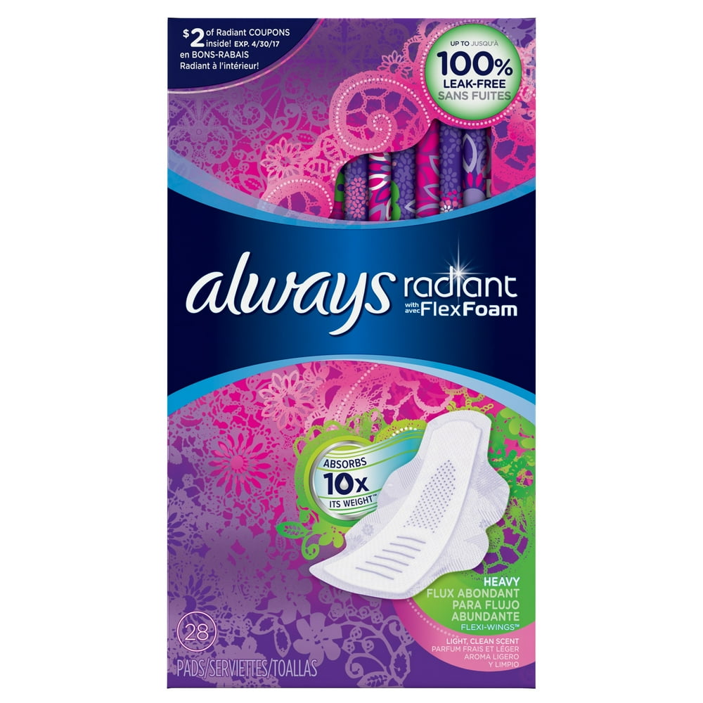 Always Radiant FlexFoam Scented Pads, Super, 28 Count