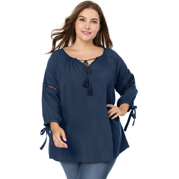 BluTop Cuello Redondo Mangas Raglán TalExtPaMujer Azul marino XL