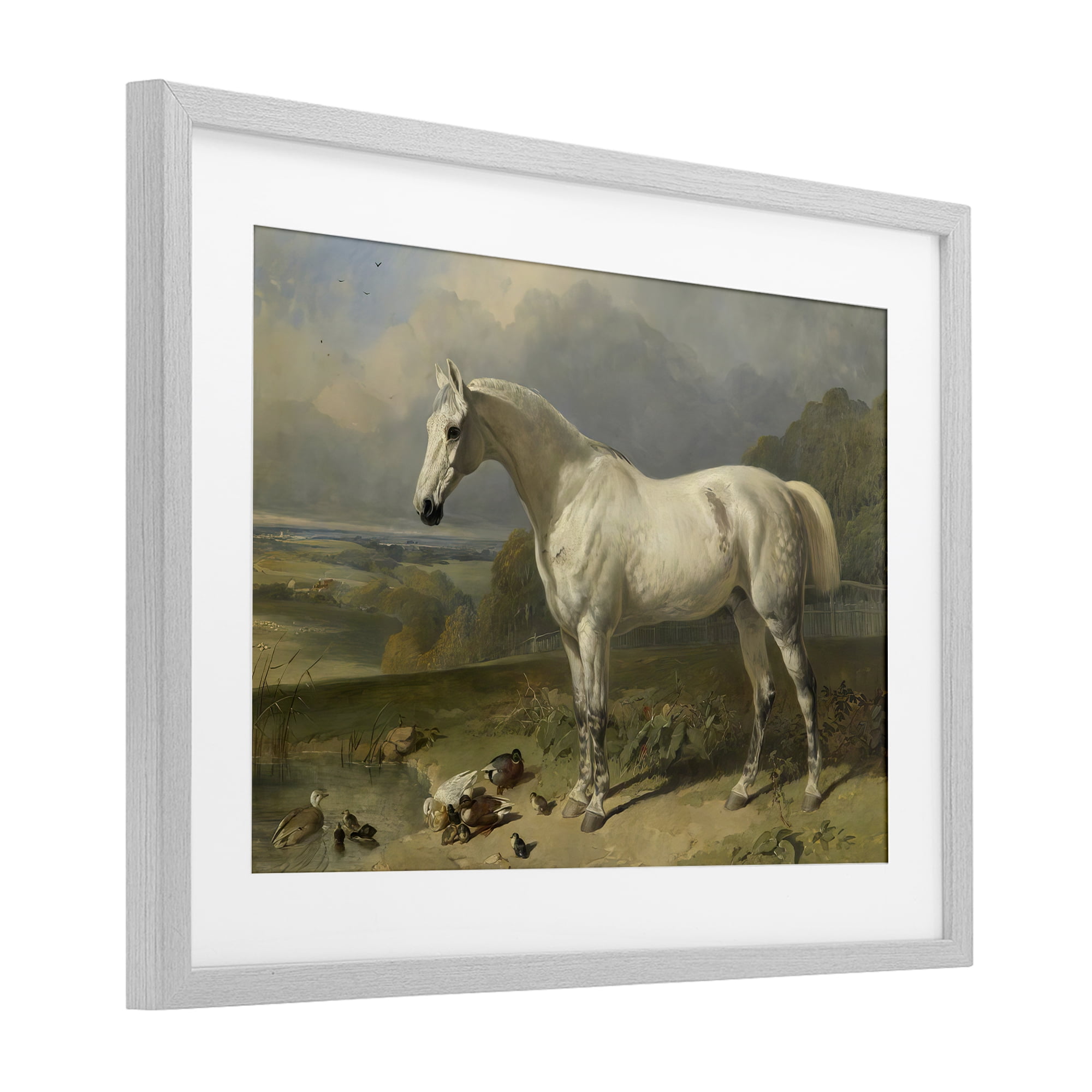 Stupell Industries Grey Horse And Ducks In Landscape Gray Framed Print Under Glass, design by Tina LeCour