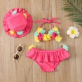 thumbnail image 4 of Gupgi Infant Girl 2 Piece Bathing Suit Flower Halter Neck Swim Tops Ruffle Shorts Sun Hat, 4 of 9