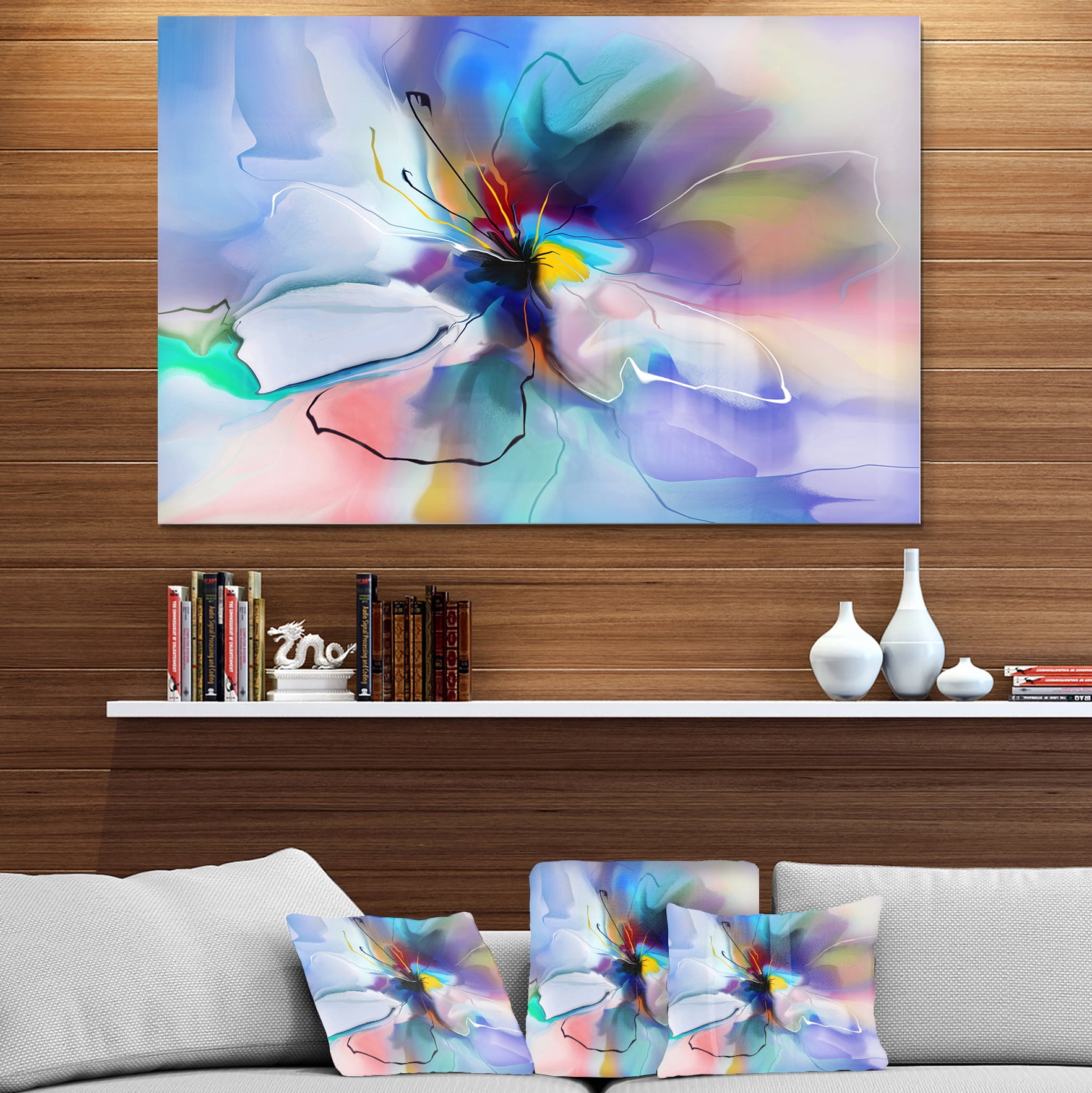 Designart 'Abstract Creative Blue Flower' Metal Wall Art