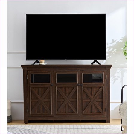 Sideboard Buffet Cabinet, Farmhouse 3-Door with Adjustable Shelf, Espresso, 68.35''L x15.35''W x34.65''H | Engineered Wood | MDF