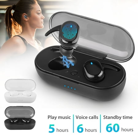 EEEKit Bluetooth 5.0 Wireless Earbuds, IPX7 Waterproof TWS Stereo Headphones in-Ear Built-in Mic Headset Stereo Sound Deep Bass with Wireless Charging Case for