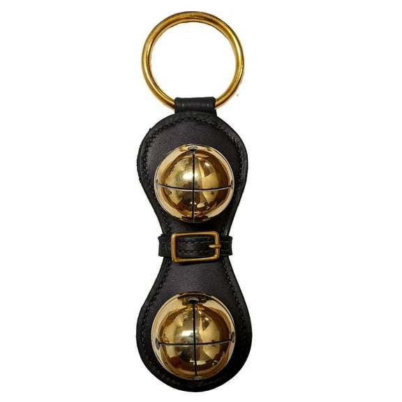 Brass European Bells with Buckle Black Leather Sleigh Bell Door Hanger