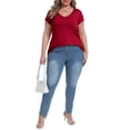 thumbnail image 6 of Gocolloa Plus Size Tops for Women Basic Cap Sleeve V Neck T Shirts Summer Casual Loose Dressy Tunic Wine Red 2X, 6 of 6