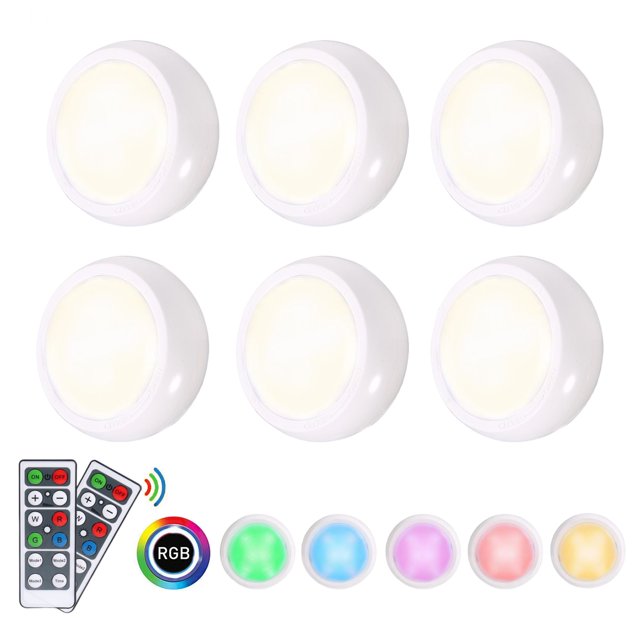 Debajo De La Luz Del Gabinete 6 piezas de luz debajo del gabinete 2 controles remotos USB regulable o alimentado por batería (RGB) Likrtyny Para estrenar