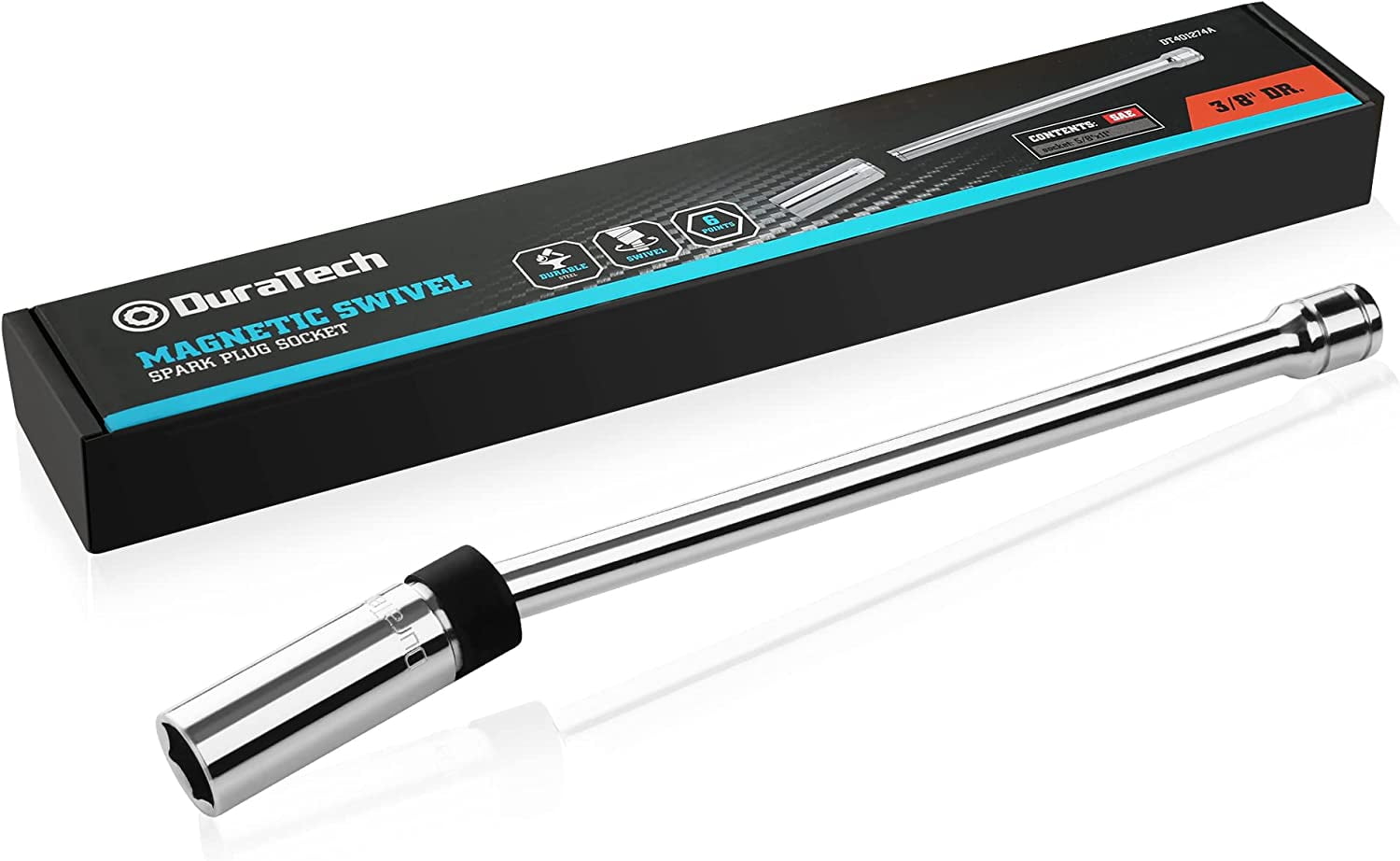 DURATECH 5/8" Swivel Spark Plug Socket, 3/8" Drive x 11" Total