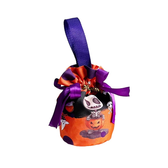 Zeiyignr Halloween Candy Gift Bags – Reusable Fabric Treat Bags with Drawstring and Handle – Perfect for Trick-Or-Treating, Party Favors Orange