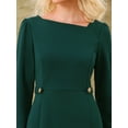 thumbnail image 4 of DARING DIVA Women's Vintage Pencil Asymmetrical Neck Long Sleeves Dress XL Green, 4 of 7