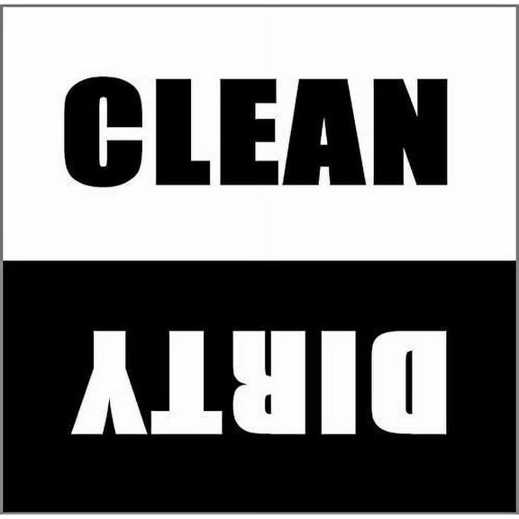Dishwasher Magnet Clean Dirty Sign - 2.5 x 2.5 Inch Square Black & White Refrigerator Magnets - Funny Housewarming Gifts by Flexible Magnets