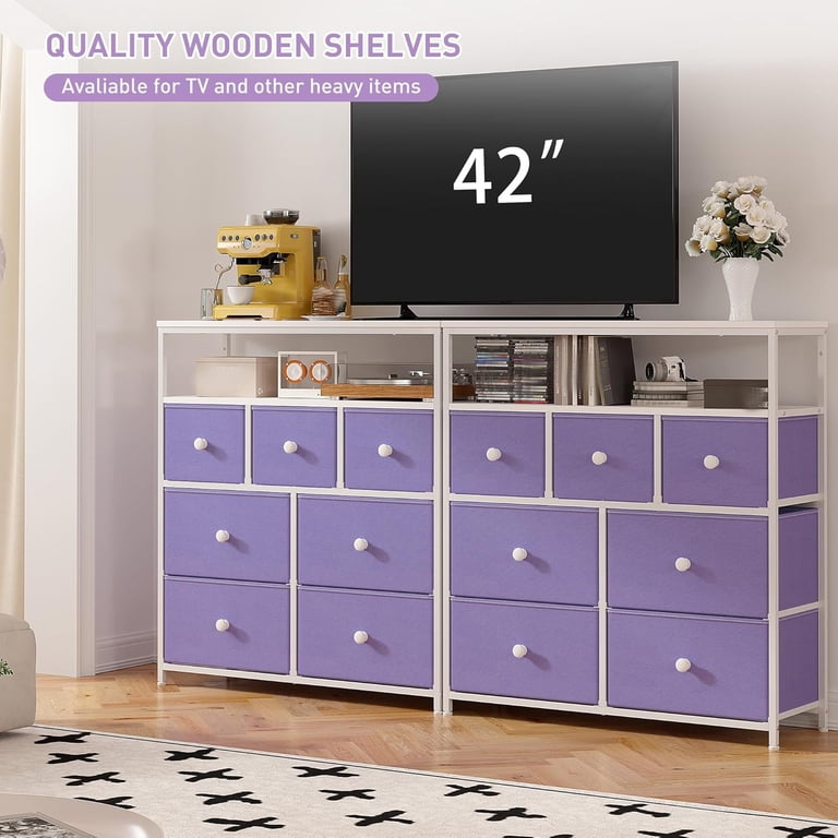 SOPTY Dresser for Bedroom with 7 Drawers, Purple Dressers & Chests of  Drawers, Dresser for Clothes Storage with Wooden Top and Metal Frame,  Entertainment Center, Green - Walmart.com