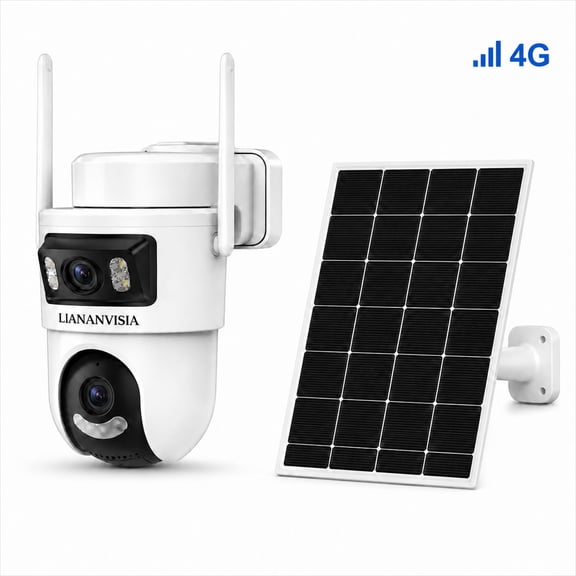 4G LTE Solar Security Camera, Dual-Lens Dual-View 2K PTZ Outdoor Camera with Built-in SIM Card, No WiFi Needed, AI Human Detection, Auto Tracking, Color Night Vision, Two-Way Audio, IP66