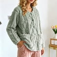 thumbnail image 6 of Moxiu Sleeping Jacket for Women Cozy Soft Fleece Plush Bed Jackets Floral Texture Pajama Top with Pockets Button Up Loungewear Blue,L, 6 of 9