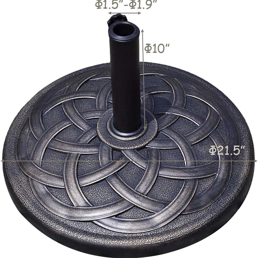 Outdoor Umbrella Base 43lbs, Heavy Duty Round Stand for Patio Garden, Cast Iron Holder with Durable Resin Core, Classic Design, Brown